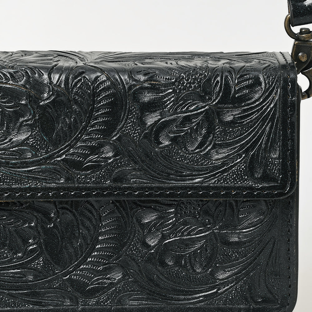 ADBG1491 American Darling Hand-Tooled Leather Small Cross Body Bag - Floral Carved Western Purse