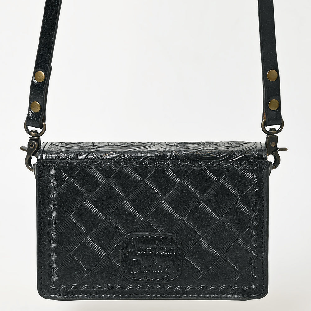 ADBG1491 American Darling Hand-Tooled Leather Small Cross Body Bag - Floral Carved Western Purse