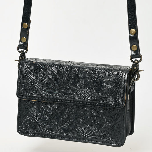 ADBG1491 American Darling Hand-Tooled Leather Small Cross Body Bag - Floral Carved Western Purse