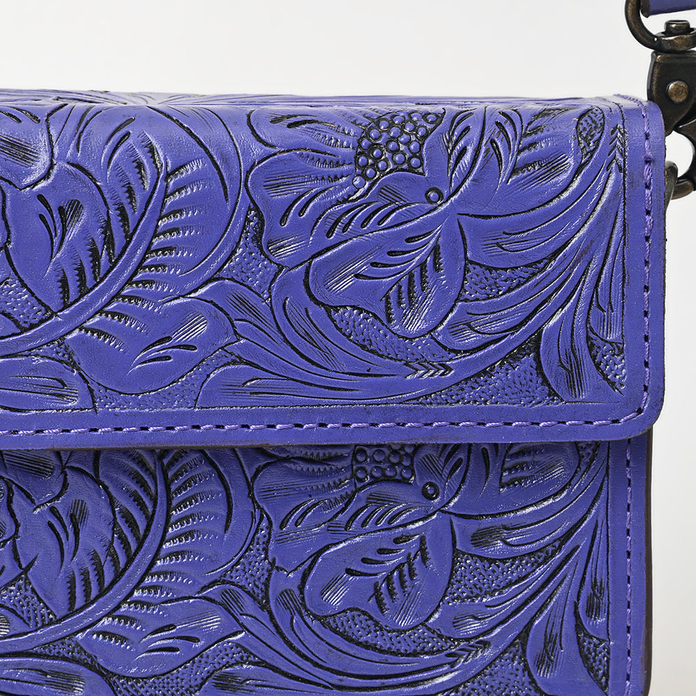 ADBG1491 American Darling Hand-Tooled Leather Small Cross Body Bag - Floral Carved Western Purse