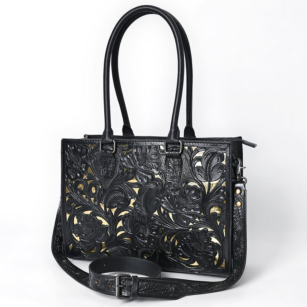 ADBG1492 American Darling Hand-Tooled Genuine Leather Western Tote Bag for Women - Floral Carved Everyday Tote