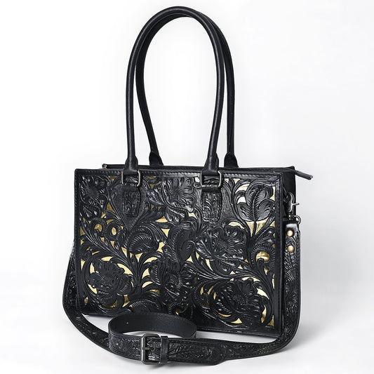 ADBG1492 American Darling Hand-Tooled Genuine Leather Western Tote Bag for Women - Floral Carved Everyday Tote