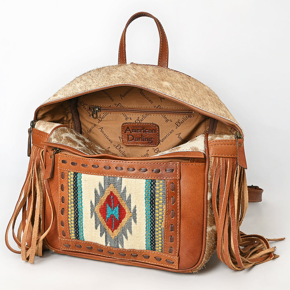 ADBG1495 American Darling Hair-On Cowhide Leather Backpack Bag - Western Saddle Blanket Backpack