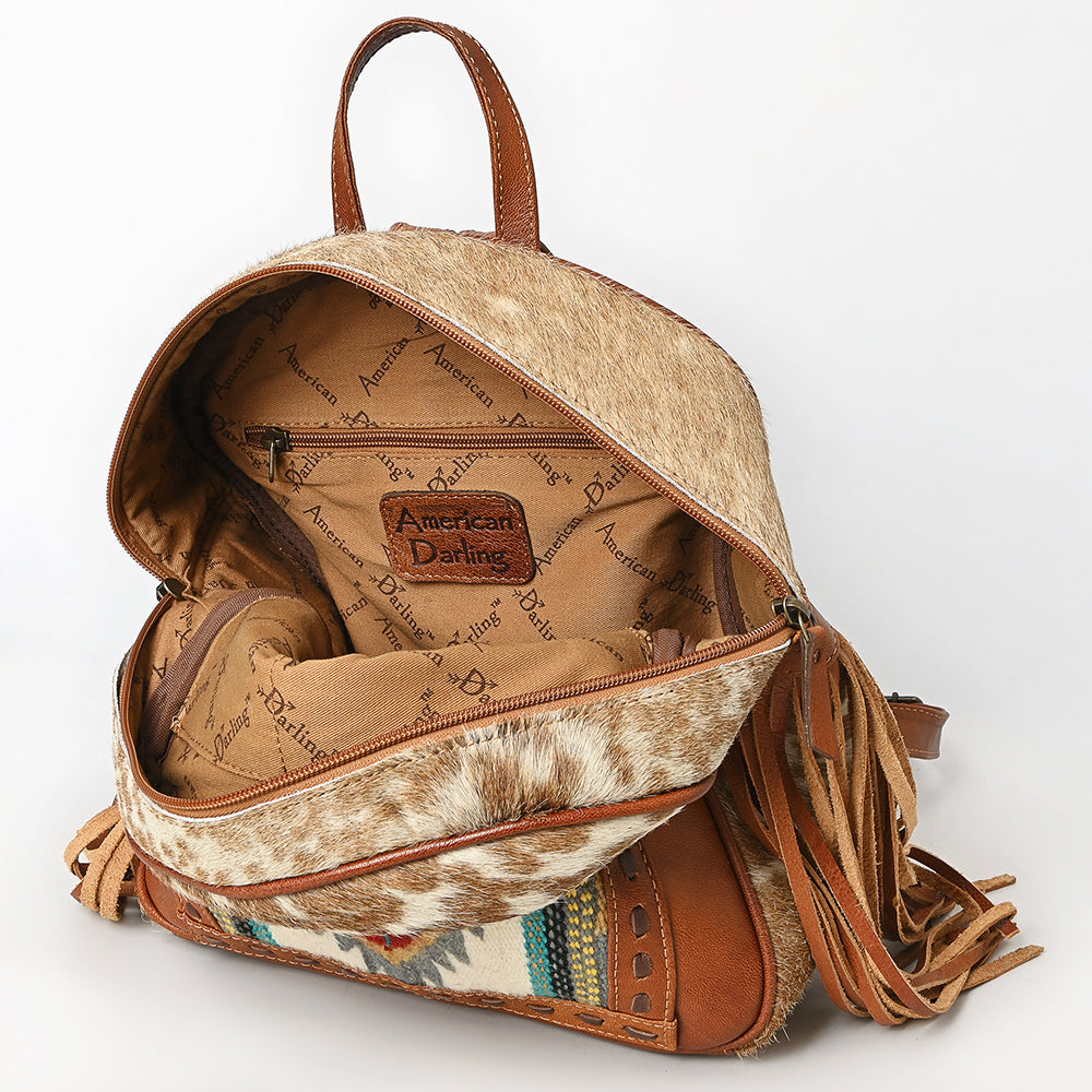 ADBG1495 American Darling Hair-On Cowhide Leather Backpack Bag - Western Saddle Blanket Backpack