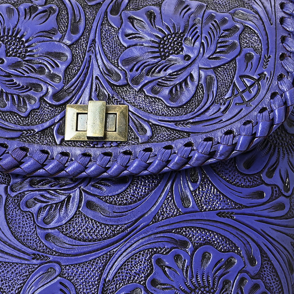 ADBG1496 American Darling Hand-Tooled Leather Crossbody Bag - Floral Carved Western Purse