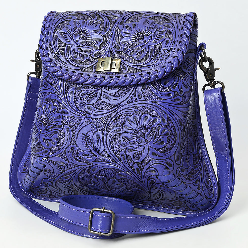 ADBG1496 American Darling Hand-Tooled Leather Crossbody Bag - Floral Carved Western Purse