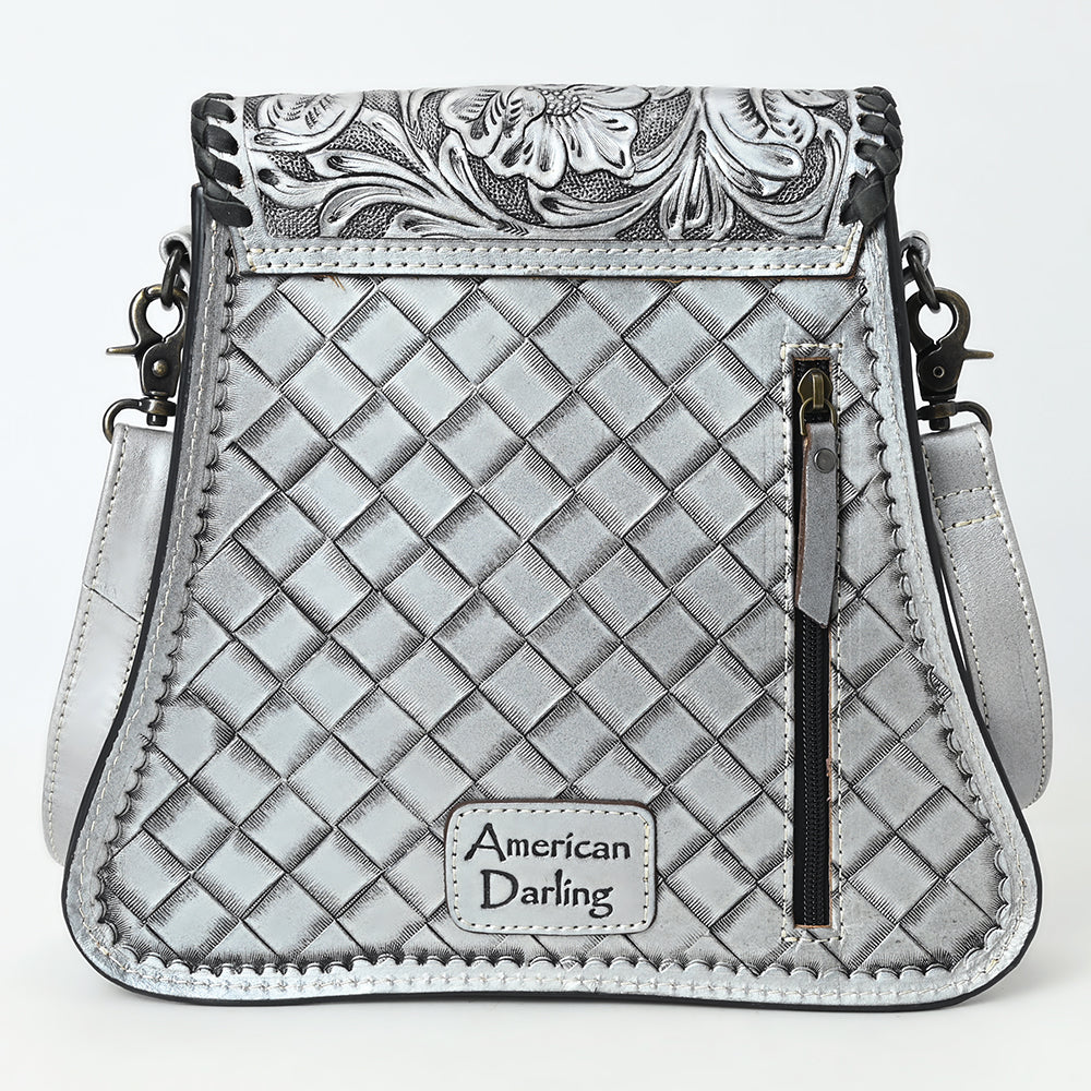 ADBG1496 American Darling Hand-Tooled Leather Crossbody Bag - Floral Carved Western Purse