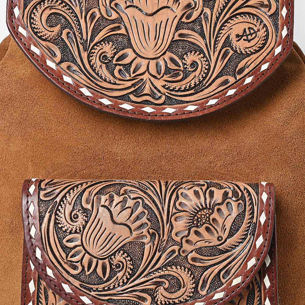 ADBG1498 American Darling Hand-Tooled Leather Backpack Bag - Western Full-Grain Artisan Pack