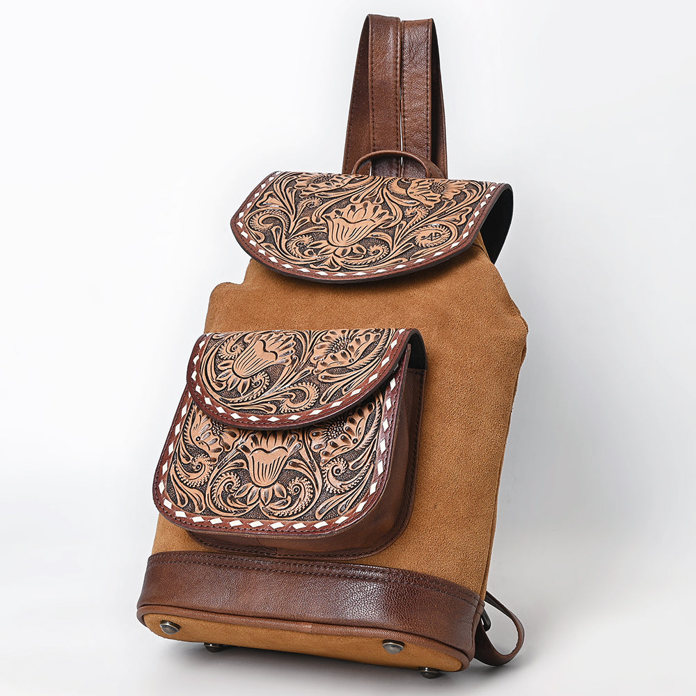ADBG1498 American Darling Hand-Tooled Leather Backpack Bag - Western Full-Grain Artisan Pack