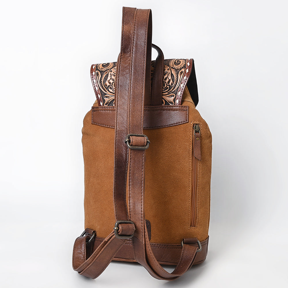 ADBG1498 American Darling Hand-Tooled Leather Backpack Bag - Western Full-Grain Artisan Pack