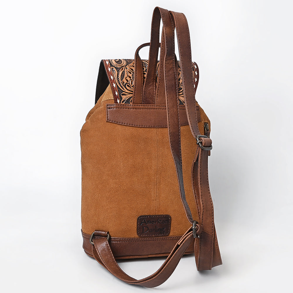 ADBG1498 American Darling Hand-Tooled Leather Backpack Bag - Western Full-Grain Artisan Pack