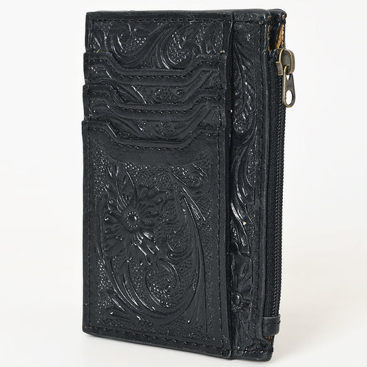 ADBG1506 American Darling Western Leather Card Holder Bag with Hand-Tooled Floral Carved Detail