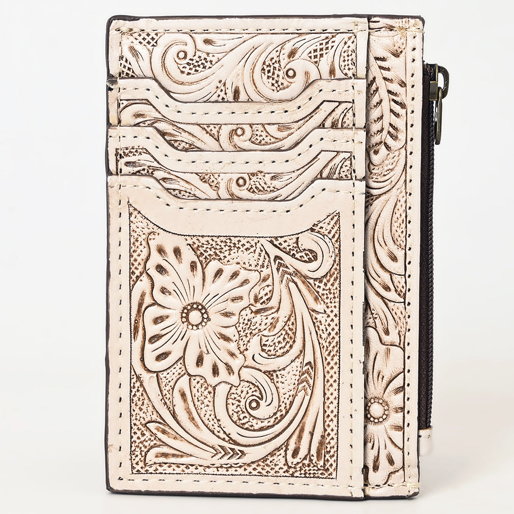 ADBG1506 American Darling Western Leather Card Holder Bag with Hand-Tooled Floral Carved Detail