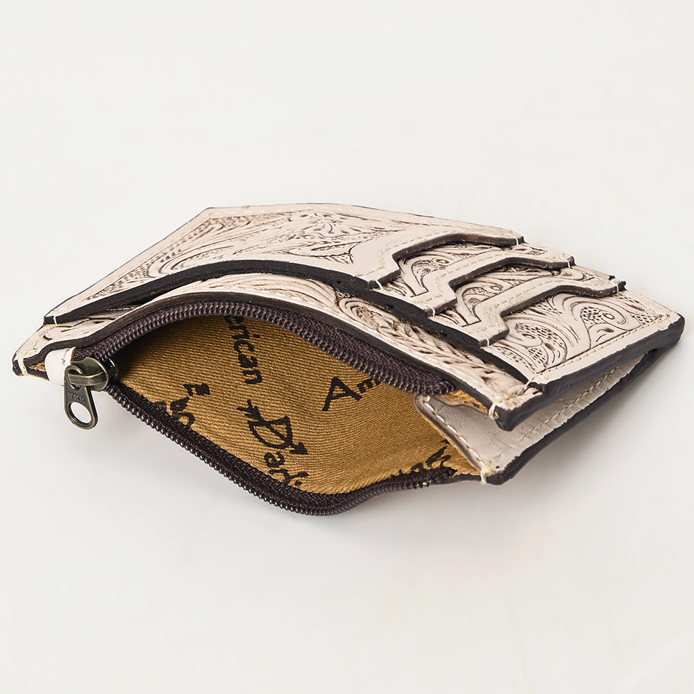 ADBG1506 American Darling Western Leather Card Holder Bag with Hand-Tooled Floral Carved Detail