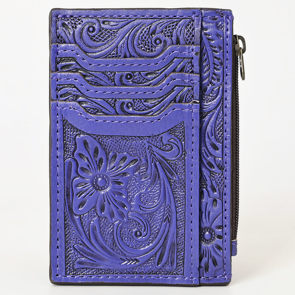 ADBG1506 American Darling Western Leather Card Holder Bag with Hand-Tooled Floral Carved Detail