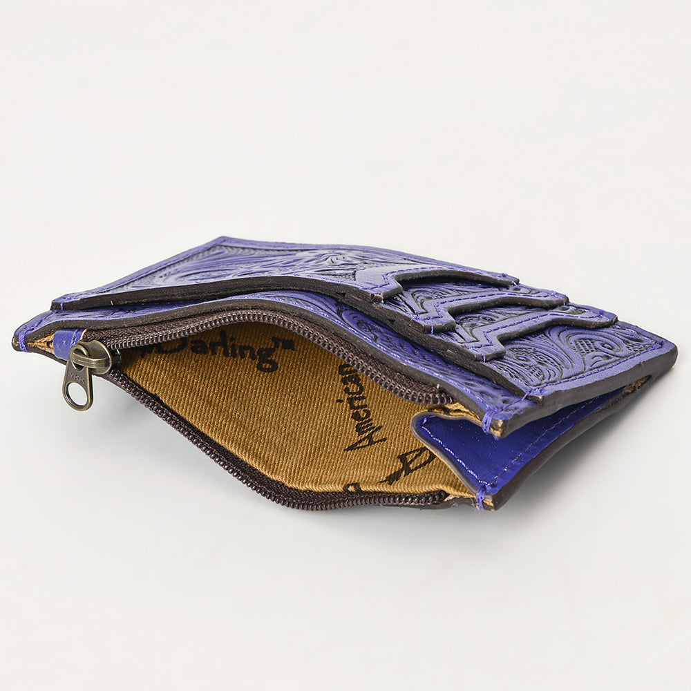 ADBG1506 American Darling Western Leather Card Holder Bag with Hand-Tooled Floral Carved Detail