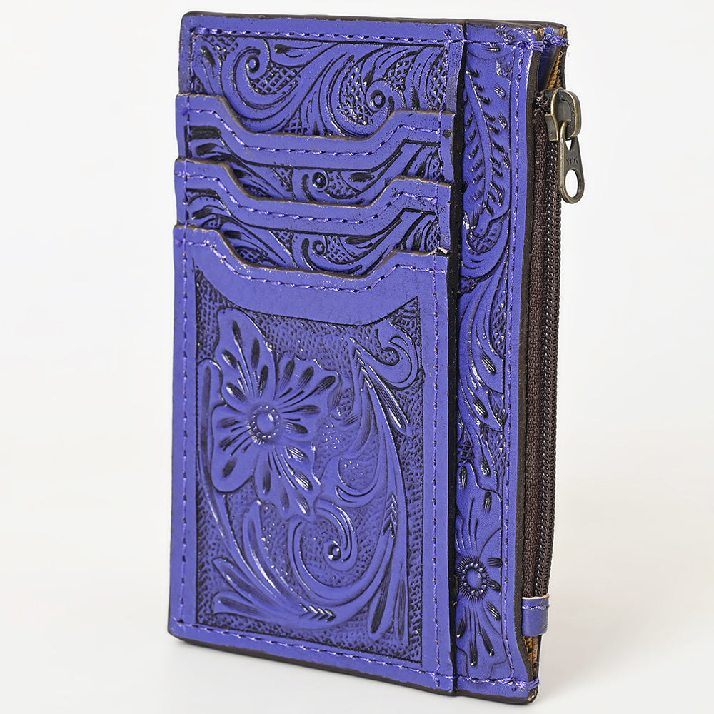 ADBG1506 American Darling Western Leather Card Holder Bag with Hand-Tooled Floral Carved Detail