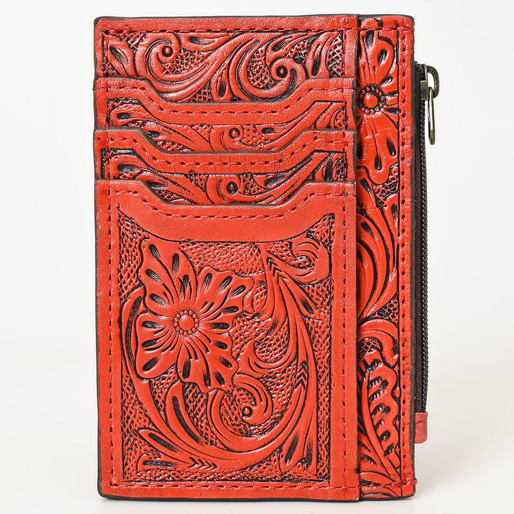 ADBG1506 American Darling Western Leather Card Holder Bag with Hand-Tooled Floral Carved Detail