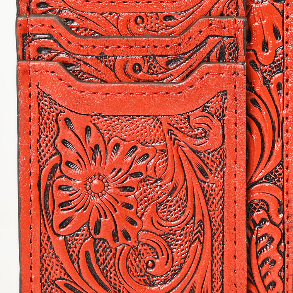 ADBG1506 American Darling Western Leather Card Holder Bag with Hand-Tooled Floral Carved Detail