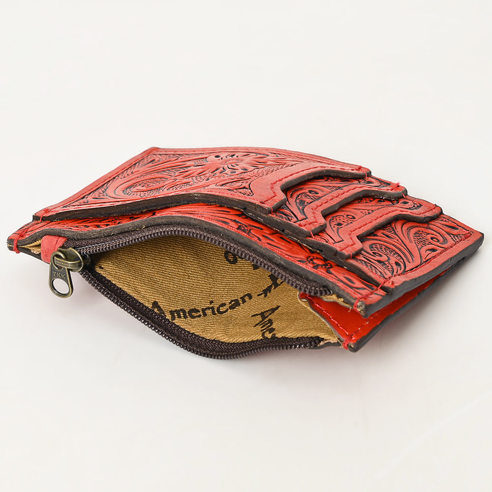 ADBG1506 American Darling Western Leather Card Holder Bag with Hand-Tooled Floral Carved Detail