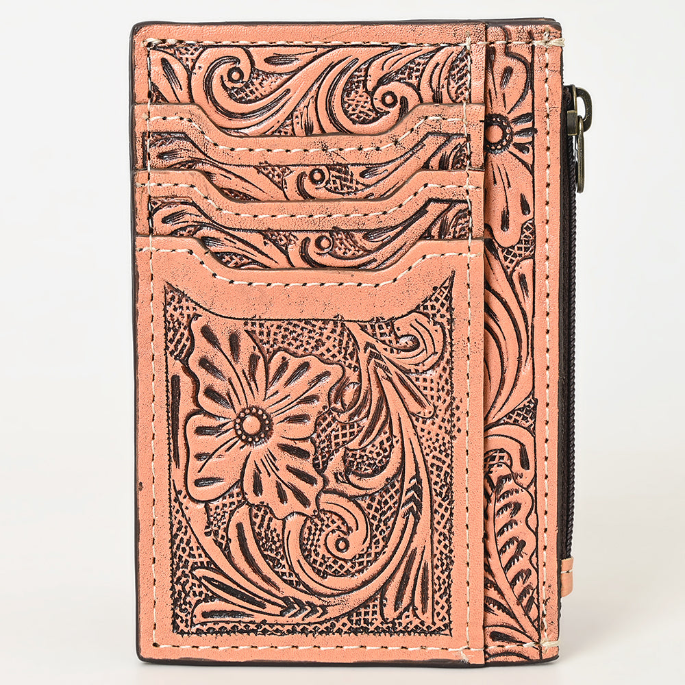 ADBG1506 American Darling Western Leather Card Holder Bag with Hand-Tooled Floral Carved Detail