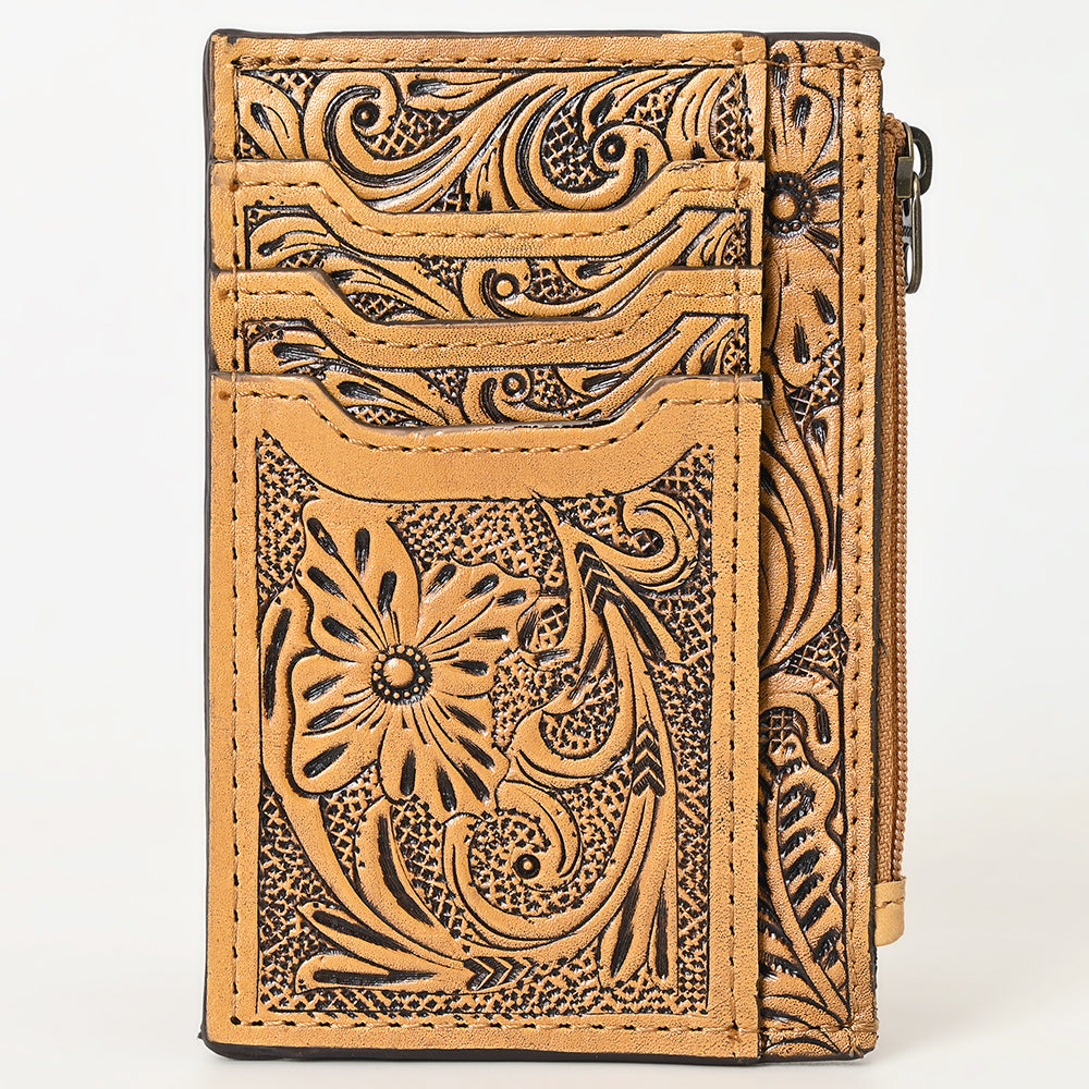 ADBG1506 American Darling Western Leather Card Holder Bag with Hand-Tooled Floral Carved Detail