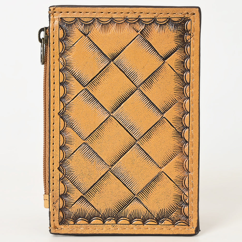 ADBG1506 American Darling Western Leather Card Holder Bag with Hand-Tooled Floral Carved Detail