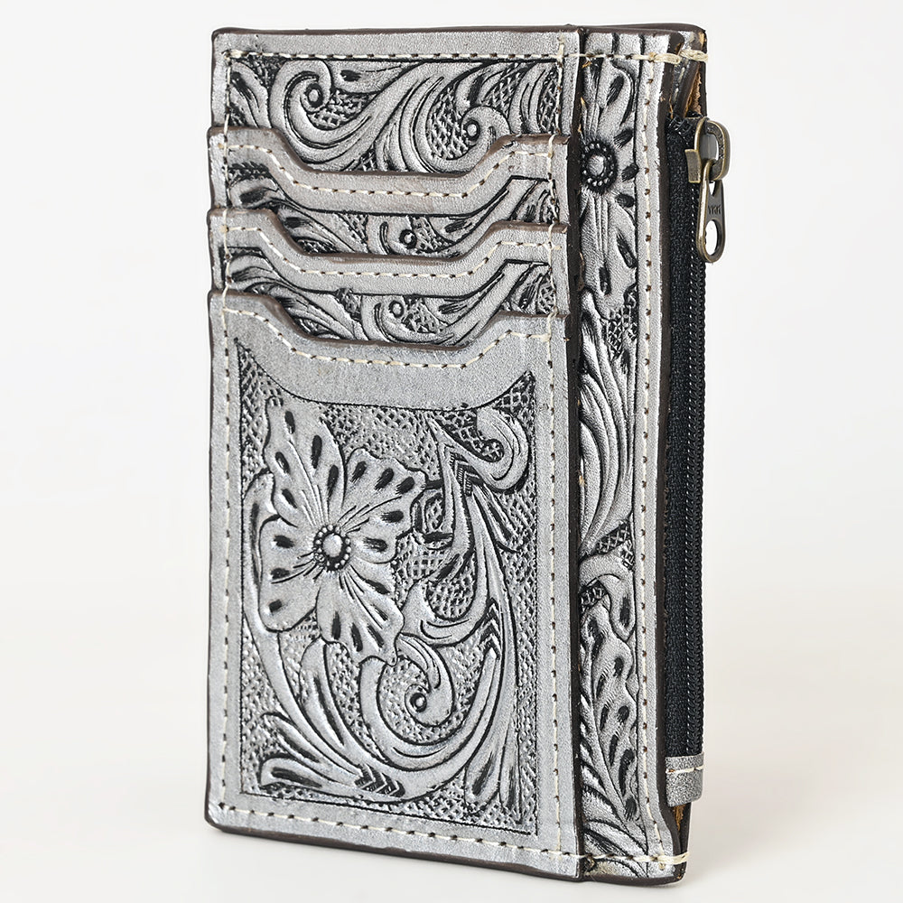 ADBG1506 American Darling Western Leather Card Holder Bag with Hand-Tooled Floral Carved Detail