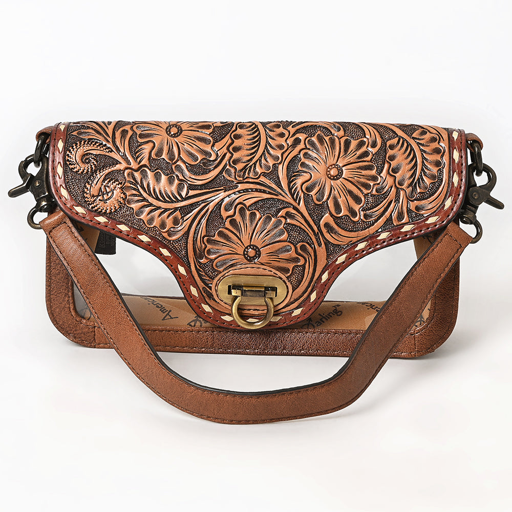 ADBG1507 American Darling Hand-Tooled Western Leather Clear Bag - Genuine Tooled Floral Crossbody