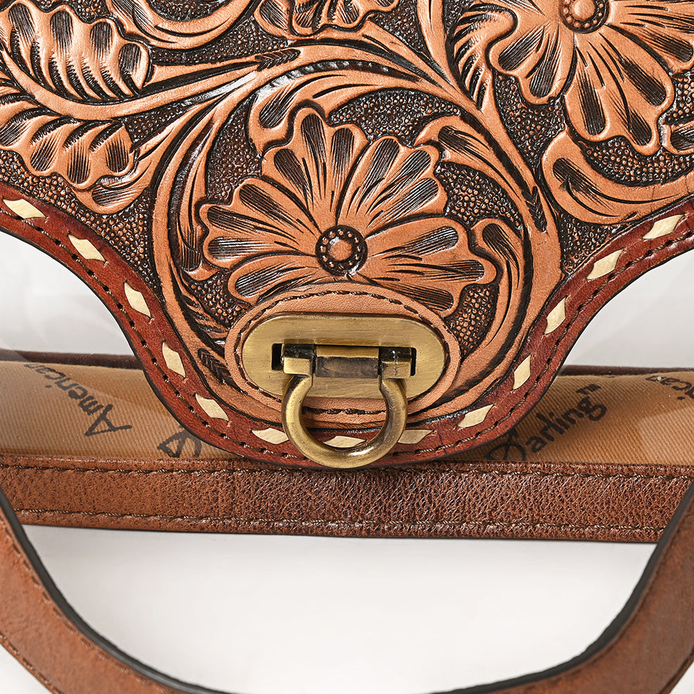 ADBG1507 American Darling Hand-Tooled Western Leather Clear Bag - Genuine Tooled Floral Crossbody