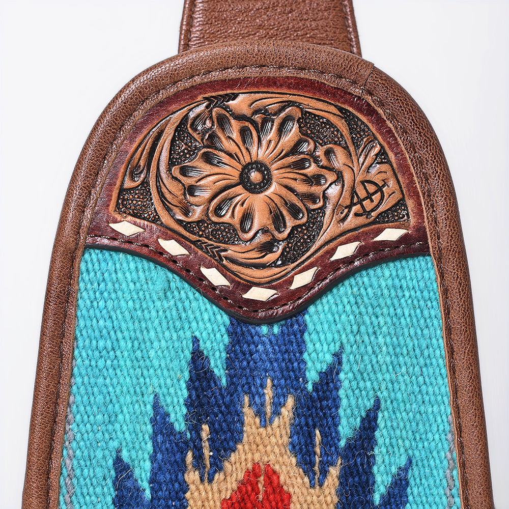 ADBG1510 American Darling Western Leather Sling Bag with Hand-Tooled Floral & Saddle Blanket Panel