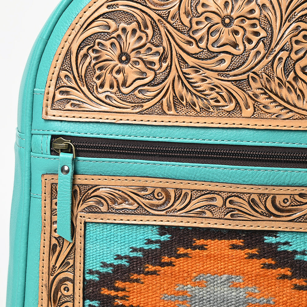 ADBG1515 American Darling Western Leather Sling Bag with Hand-Tooled Details & Woven Saddle Blanket
