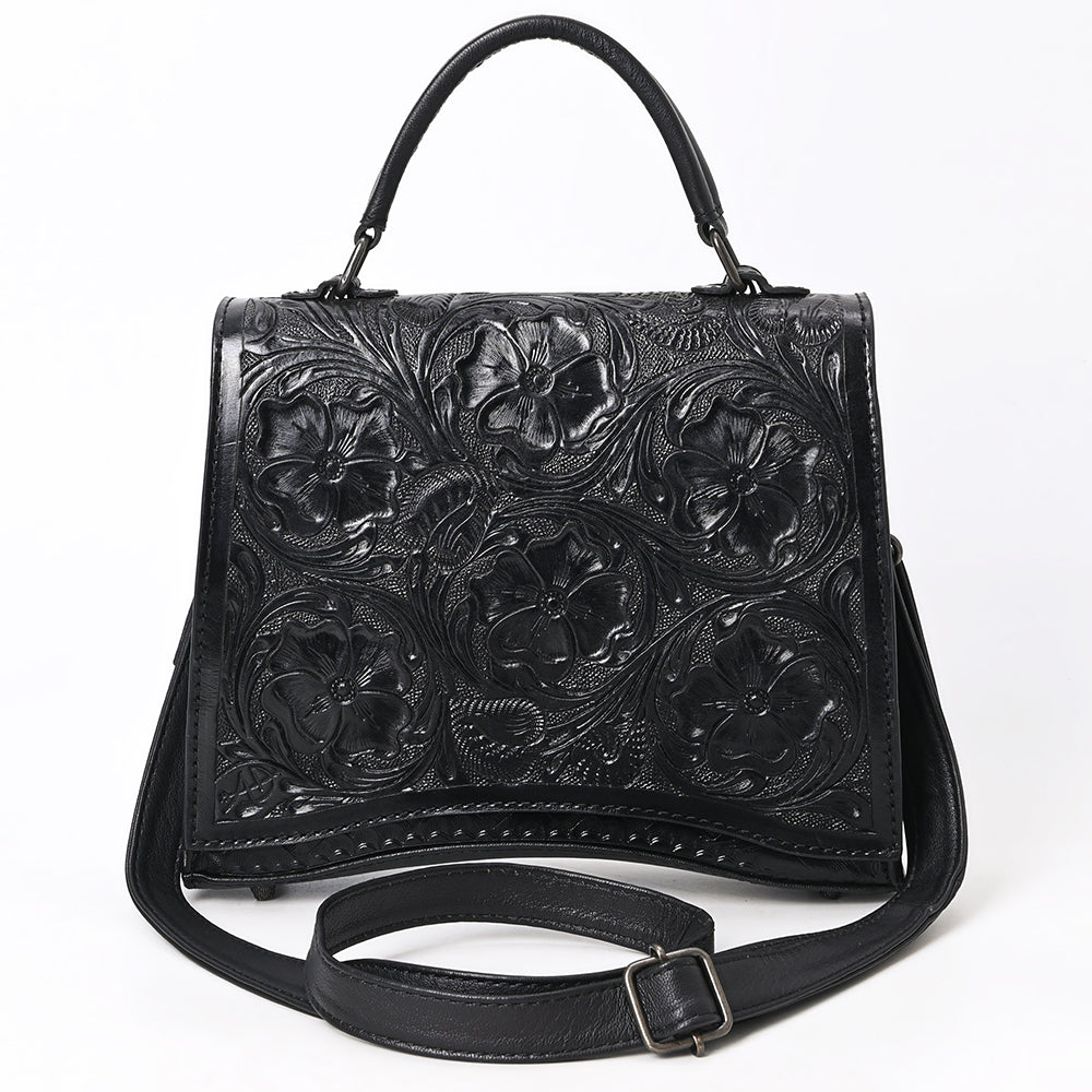 ADBG1517 American Darling Western Leather Messenger Bag with Hand-Tooled Floral Detailing