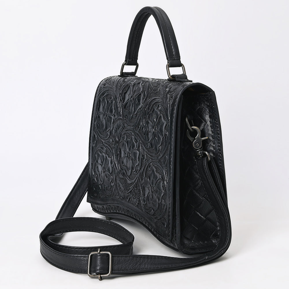 ADBG1517 American Darling Western Leather Messenger Bag with Hand-Tooled Floral Detailing