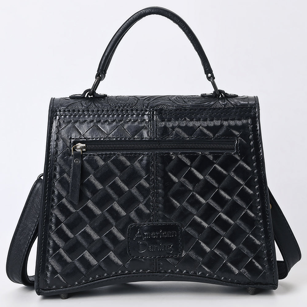 ADBG1517 American Darling Western Leather Messenger Bag with Hand-Tooled Floral Detailing