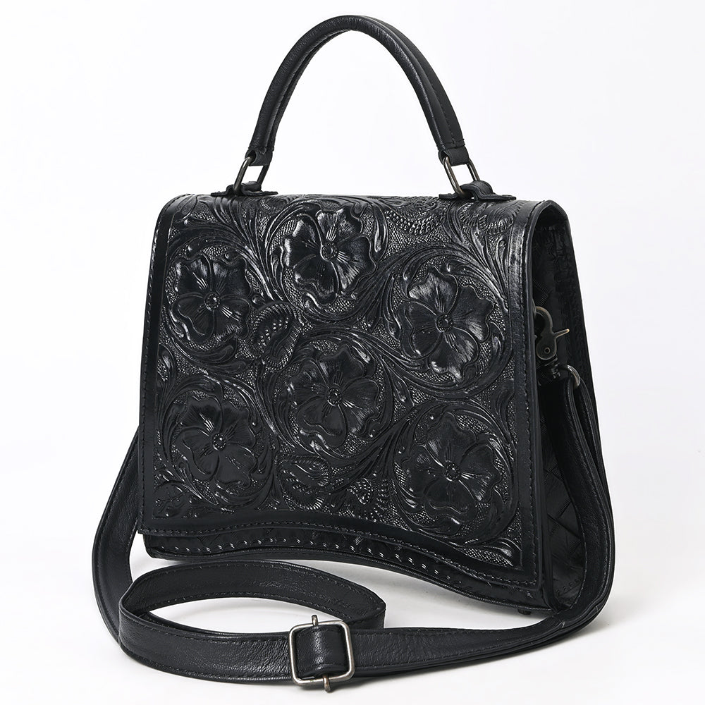 ADBG1517 American Darling Western Leather Messenger Bag with Hand-Tooled Floral Detailing
