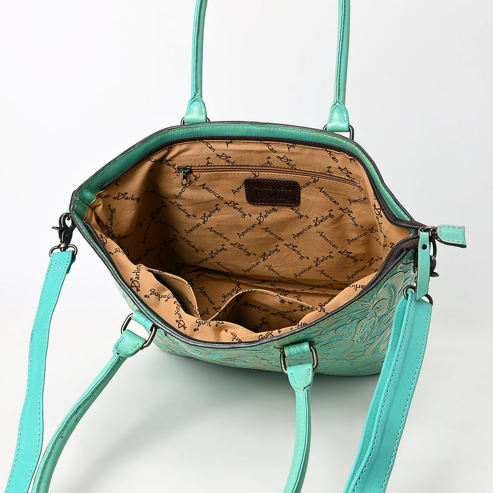 ADBG1519 American Darling Western Genuine Leather Tote Bag with Hand-Tooled Detailing - Premium Everyday Carry
