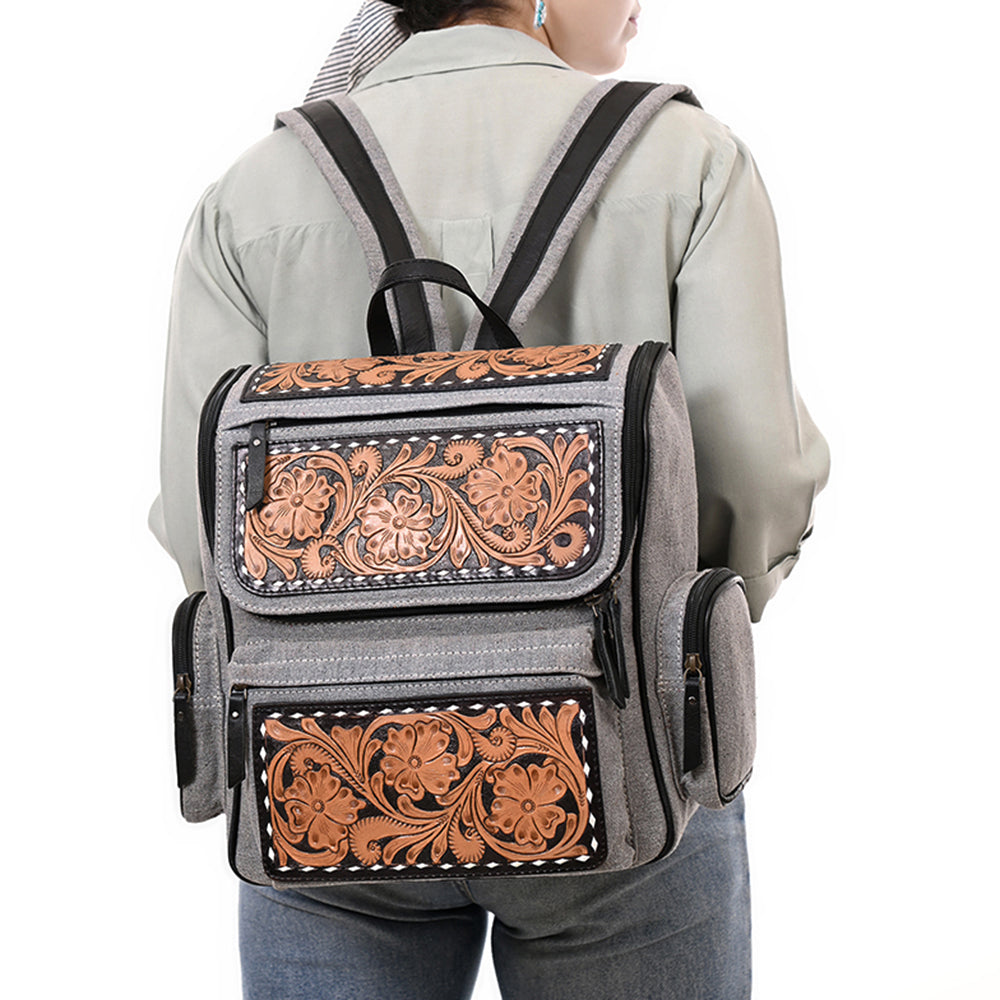 OHG192 Backpack Hand Tooled  Genuine western Leather women bag