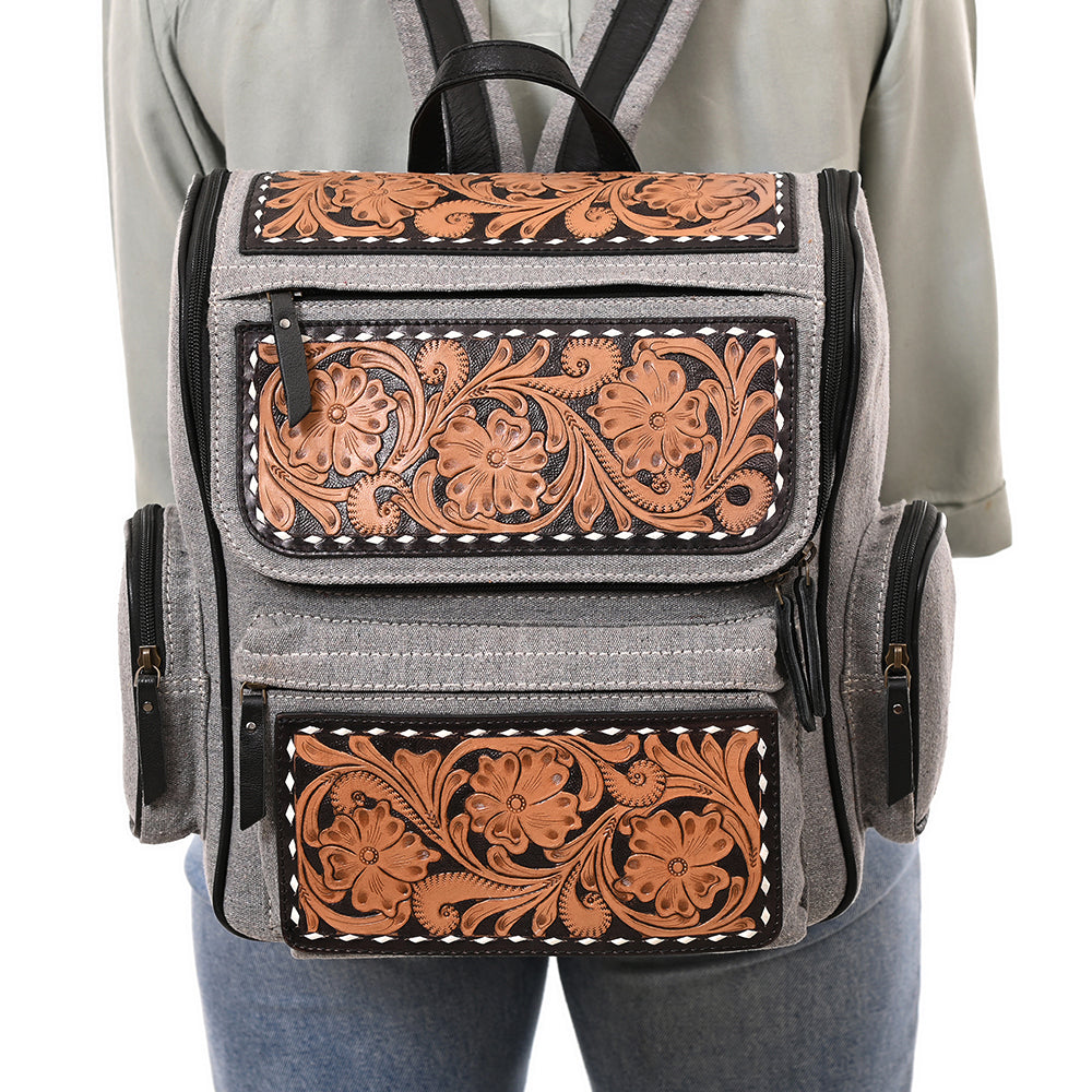 OHG192 Backpack Hand Tooled  Genuine western Leather women bag