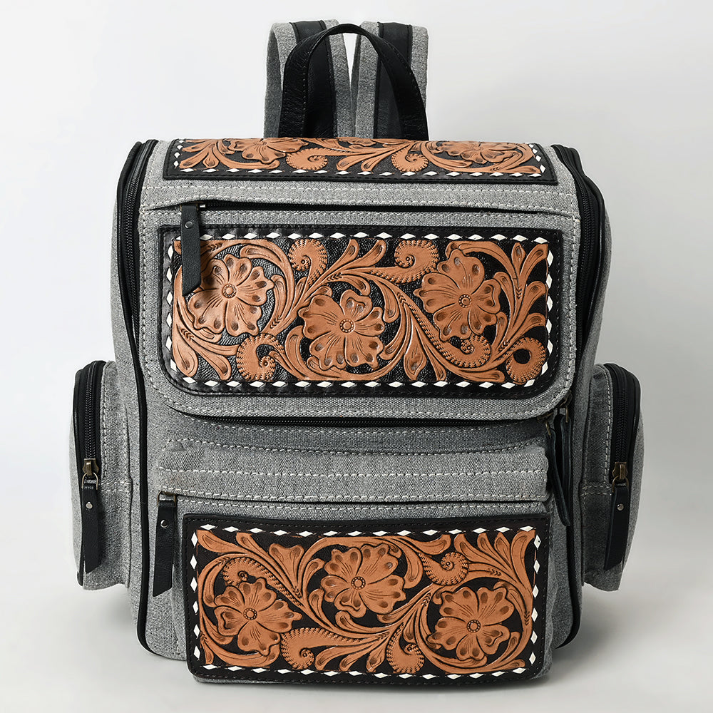 OHG192 Backpack Hand Tooled  Genuine western Leather women bag