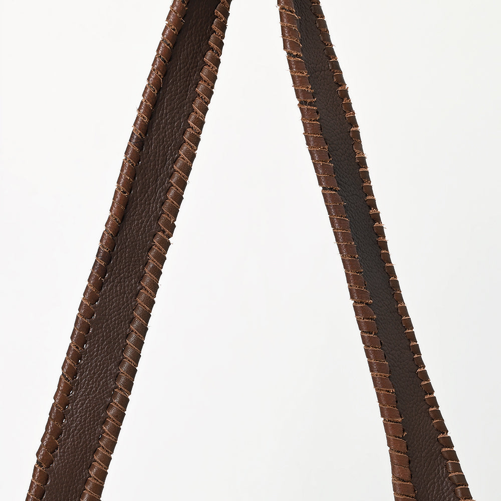 ADBGA571 Hand-Tooled Leather & Cowhide Crossbody Bag Western Floral Saddle Flap