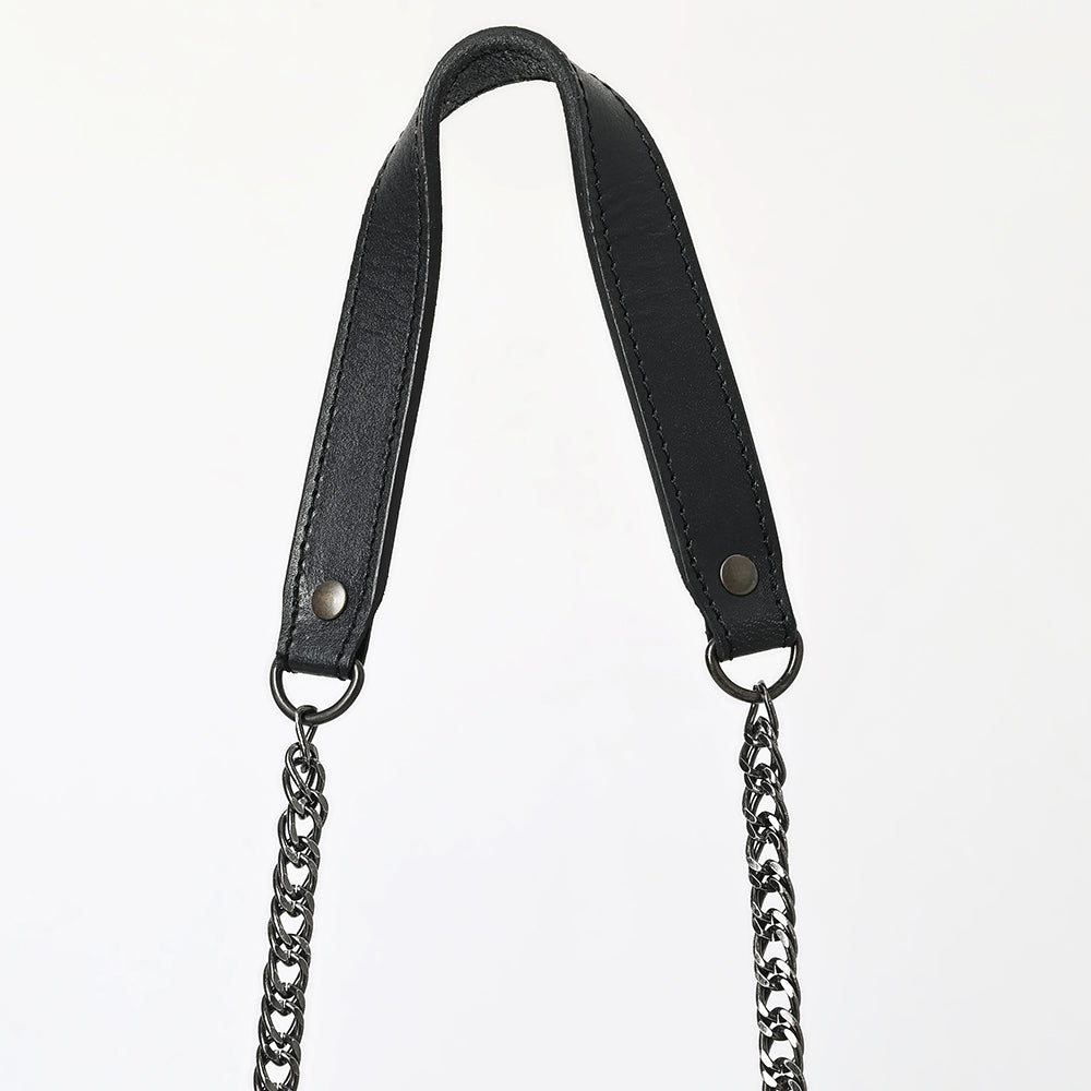 ADBGZ867 Black Tooled Leather Crossbody with Chain Strap Western Crossbody Evening Bag | American Darling