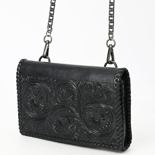 ADBGZ867 Black Tooled Leather Crossbody with Chain Strap Western Crossbody Evening Bag | American Darling