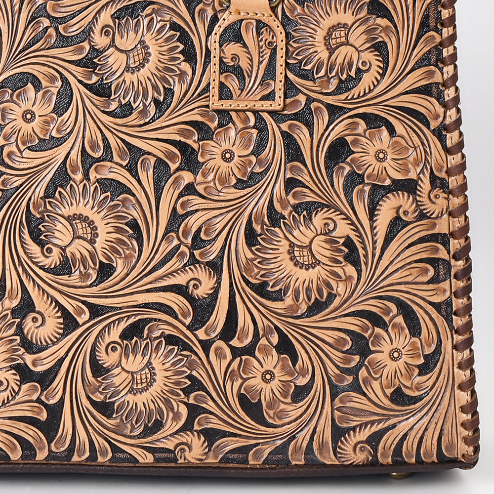 ADBGA583 Hand-Tooled Genuine Leather Western Tote Bag Structured Cowgirl Work & Travel Purse