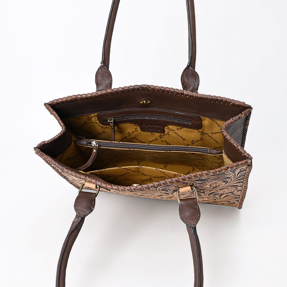 ADBGA583 Hand-Tooled Genuine Leather Western Tote Bag Structured Cowgirl Work & Travel Purse