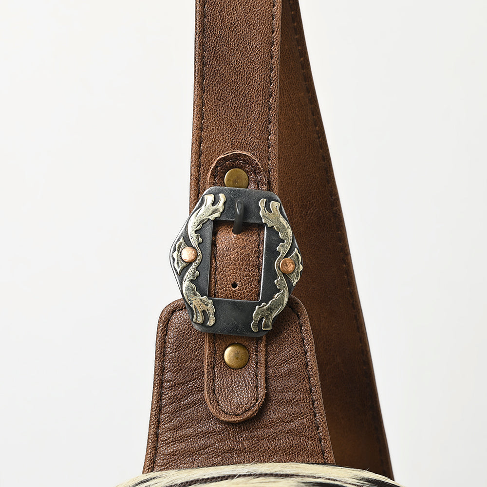 ADBG1522 American Darling Western Leather Sling Bag with Saddle Blanket Front and Genuine Hair-On Cowhide