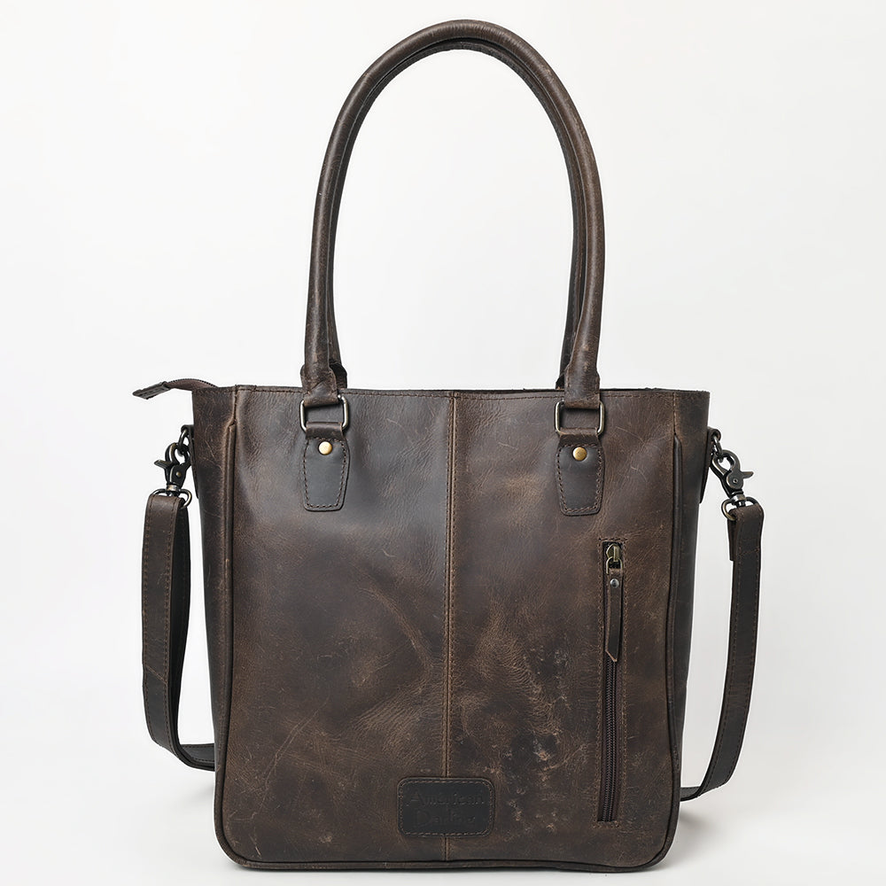 ADBG1523 American Darling Western Leather Tote Bag with Hand Woven Saddle Blanket Detail