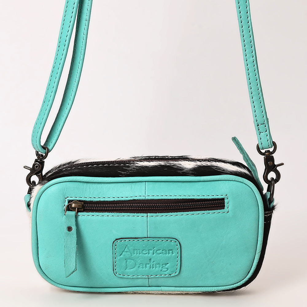 ADBG1528 American Darling Western Hair-on Cowhide Small Crossbody Bag with Hand-Tooled Floral Accents