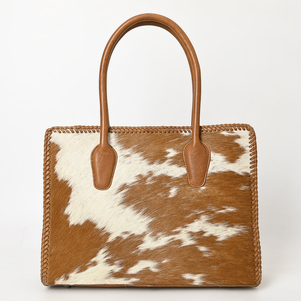 ADBGM301 Cowhide Leather Tote - Structured Western Handbag with Braided Trim