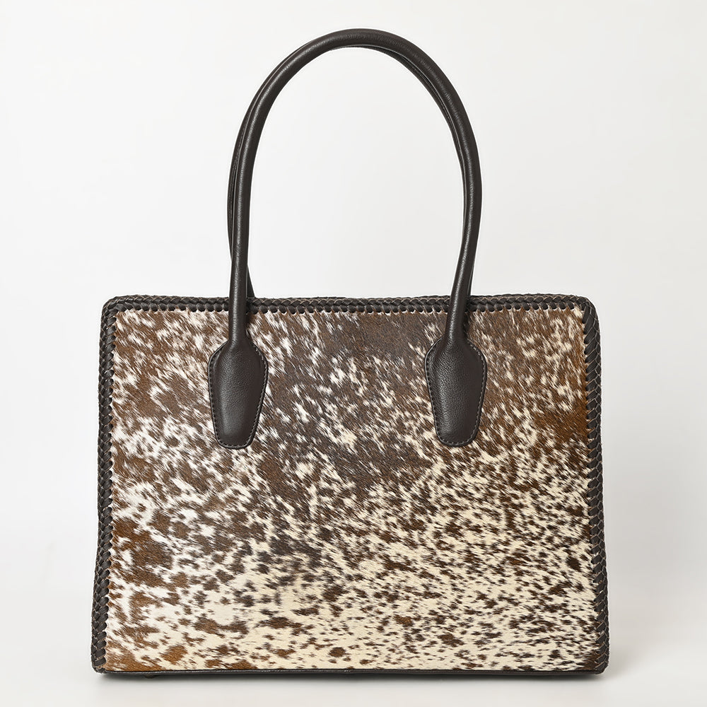 ADBGM301 Cowhide Leather Tote - Structured Western Handbag with Braided Trim